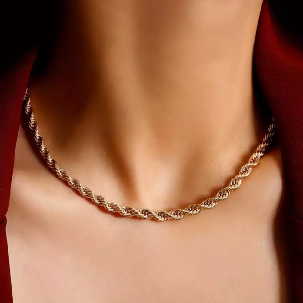 NEW 18K GOLD TWISTED CUBAN CHAIN NECKLACE - Picture 2 of 8